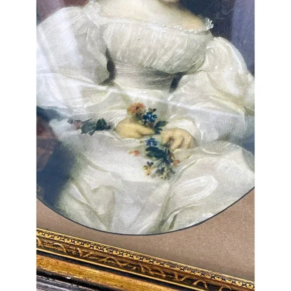 Vintage Art Deco Victorian Little Girl Print Gold Frame - Picture 2 of 13